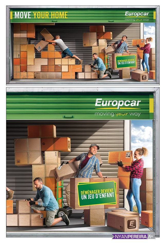 EUROPCAR photo manipulation campagne covering europcar Tetris game photographe studio freelance paris